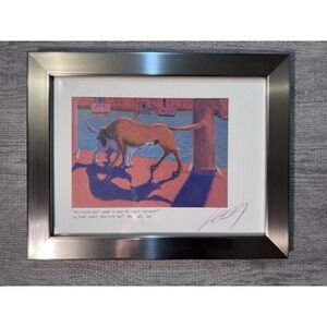 1996 Jeff Leedy Signed Dog Art Print "Hey Howya Doin" Funny Framed 11x14